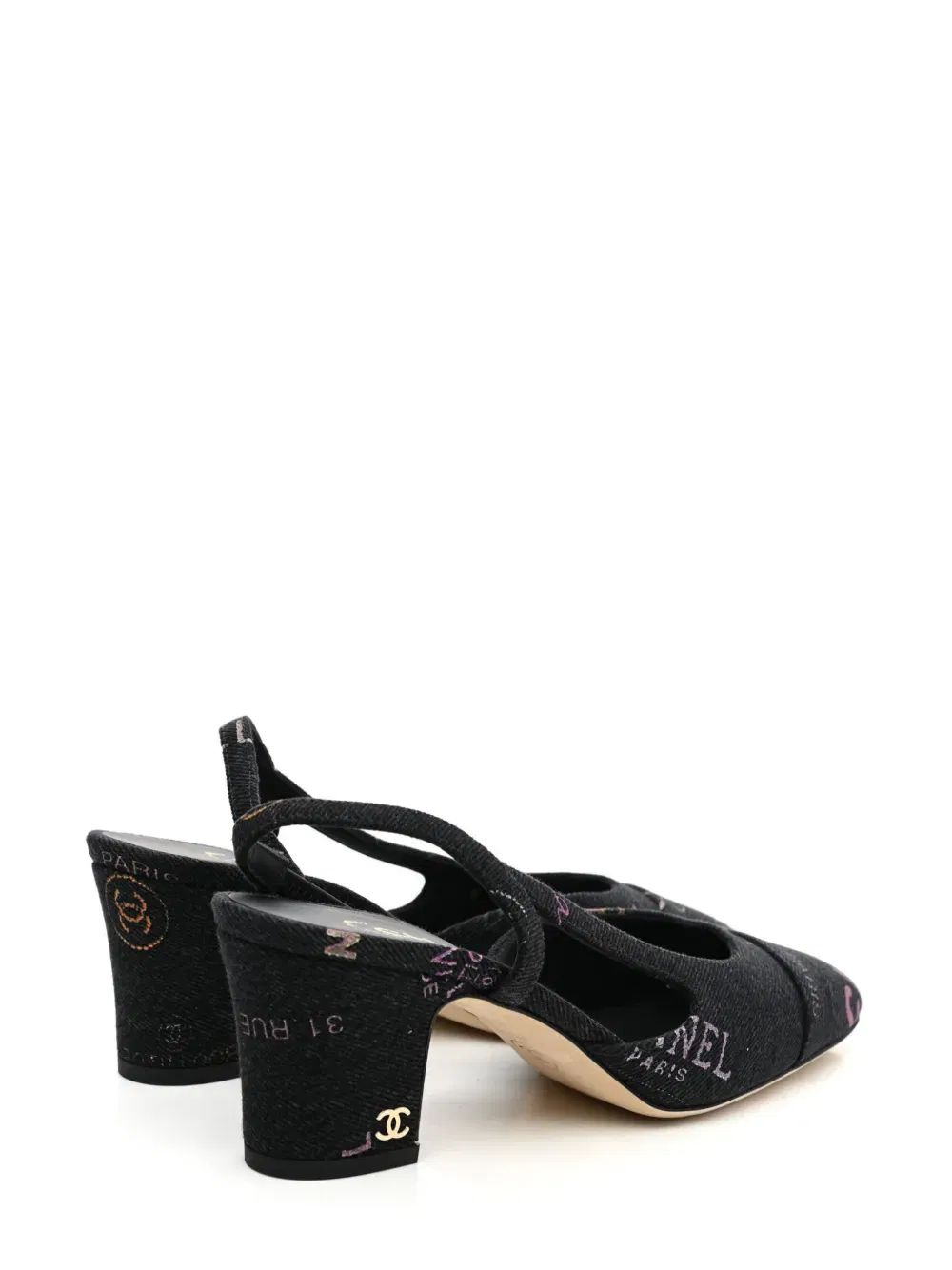 slingback denim pumps