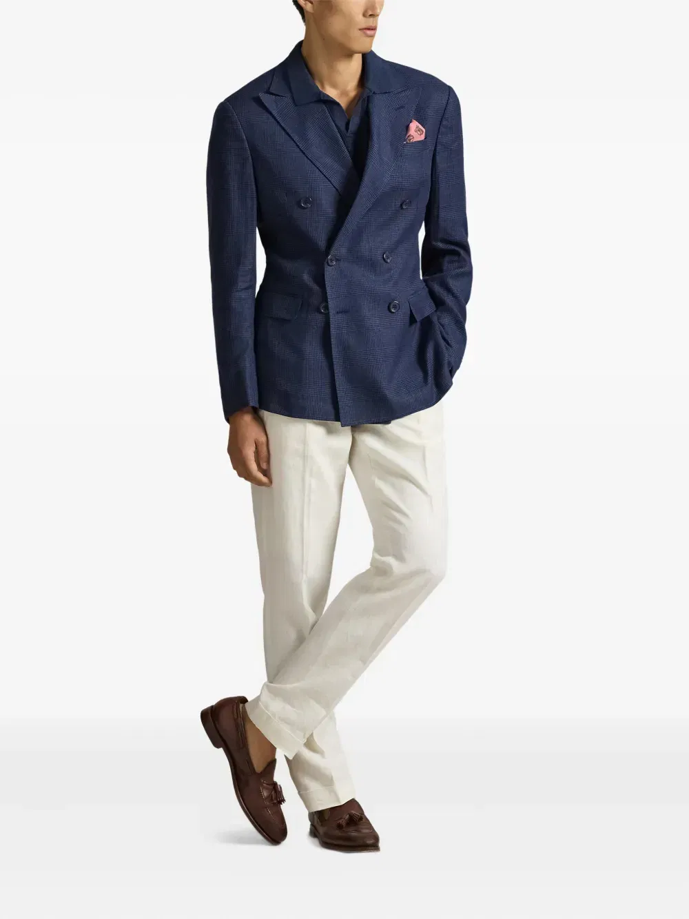 Glen plaid double-breasted blazer