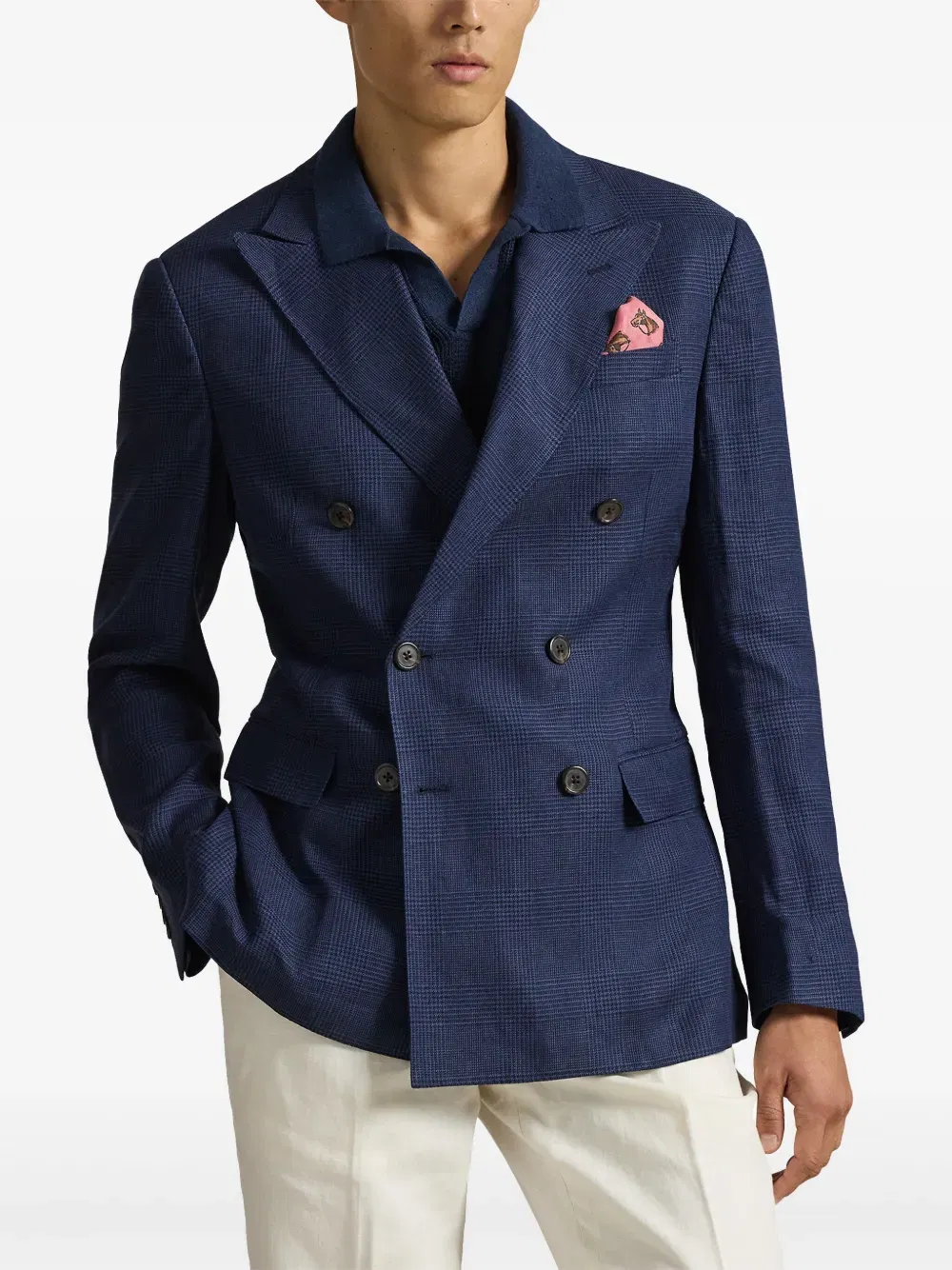Glen plaid double-breasted blazer