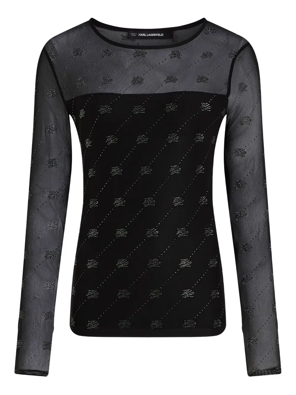 Autograph-rhinestone mesh top
