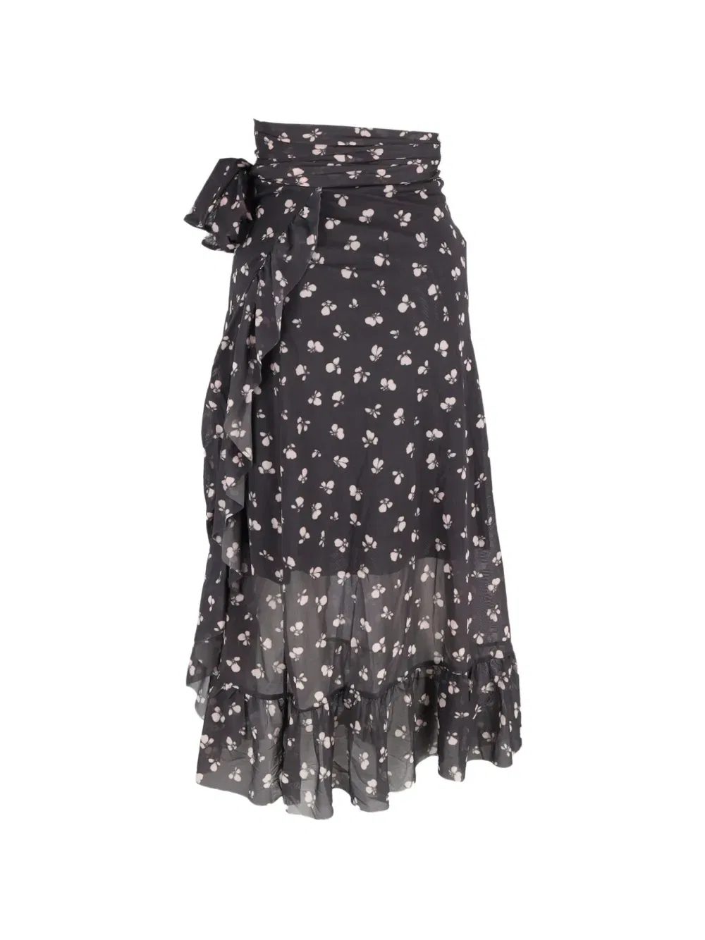 Tilden floral-print wrap midi skirt
