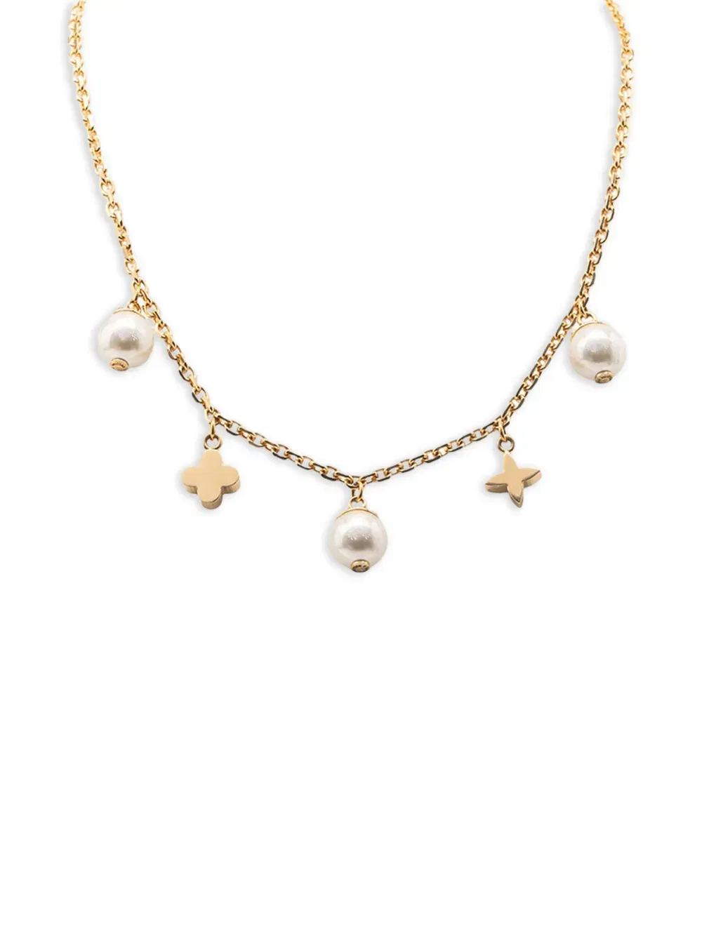2014 Gold Plated Charmy Pearl Necklace costume necklace