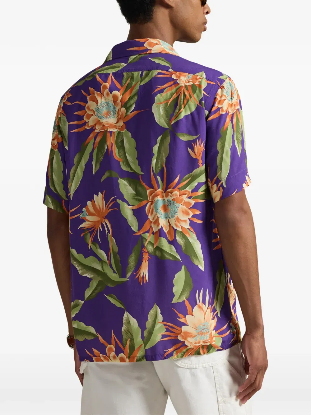 floral-print pocket camp shirt