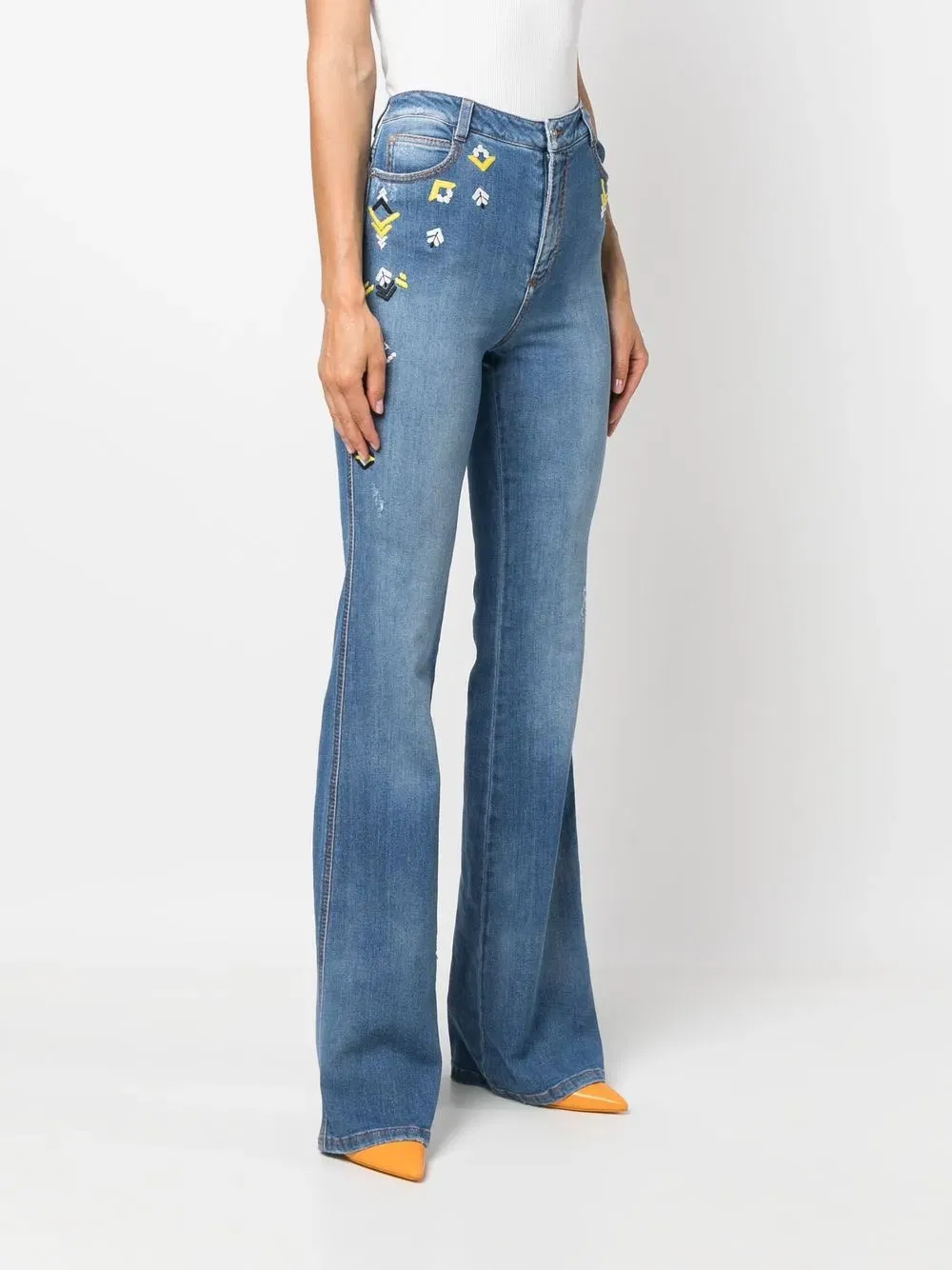 embroidered flared jeans