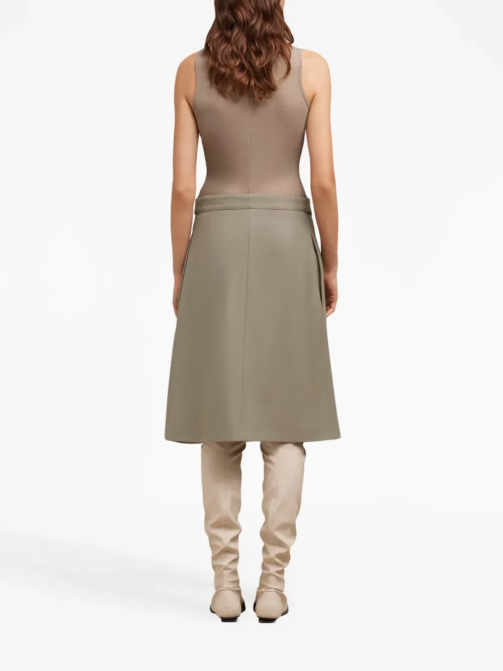belted wool midi skirt