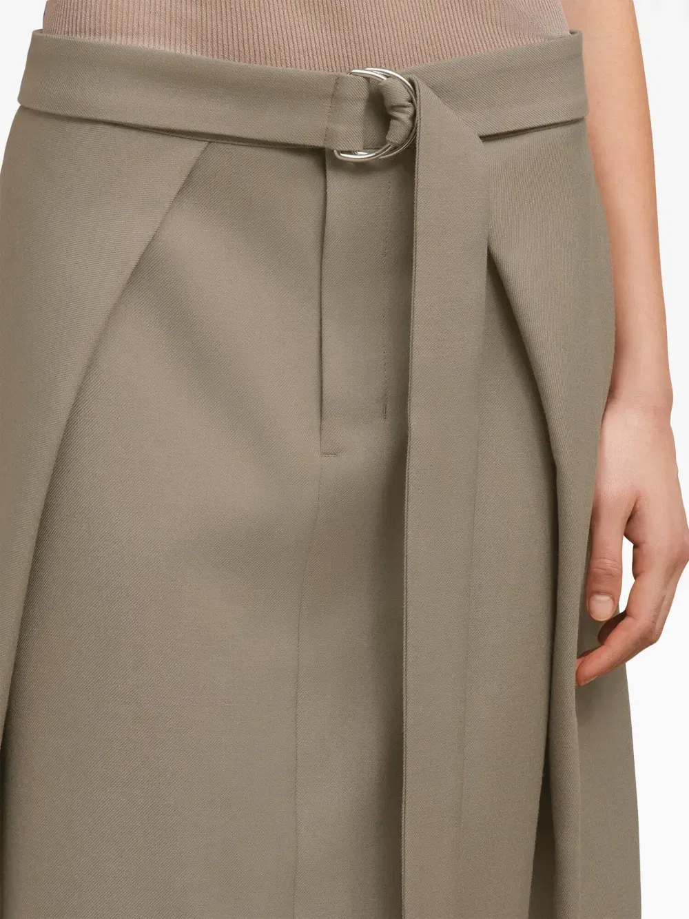 belted wool midi skirt