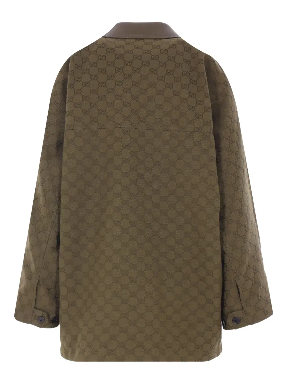 GG monogram leather-collar coat