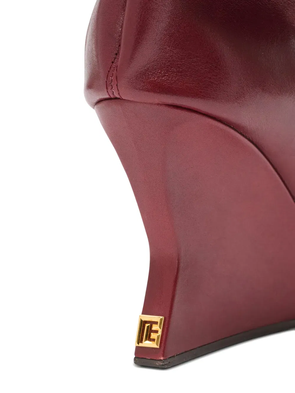 95mm calfskin ruched wedge over-the-knee boots