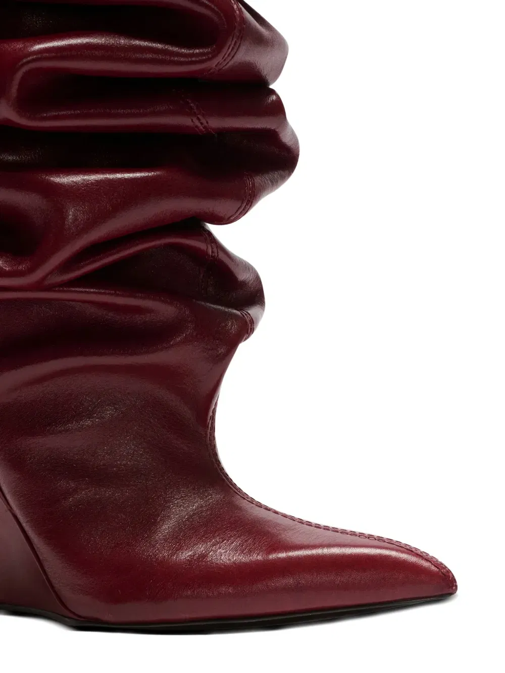 95mm calfskin ruched wedge over-the-knee boots
