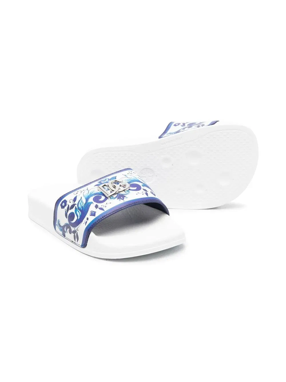 baroque-print flat slides