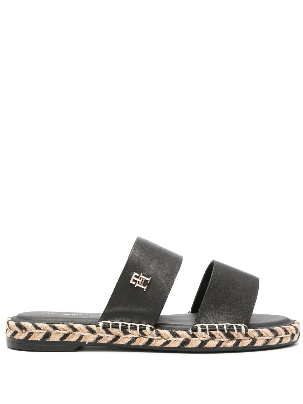 logo-plaque leather espadrilles