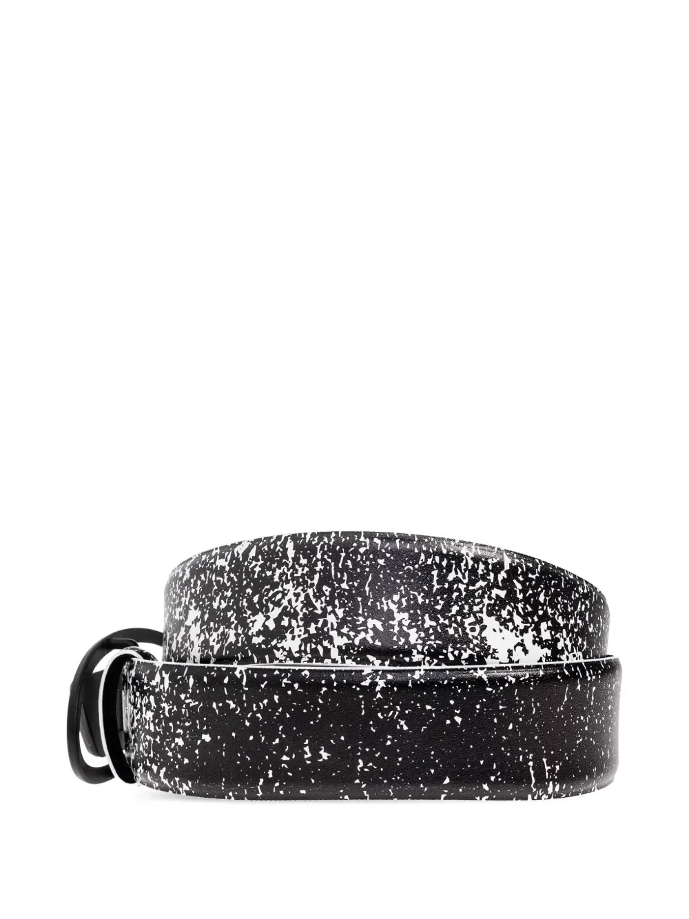 oval logo speckled leather belt