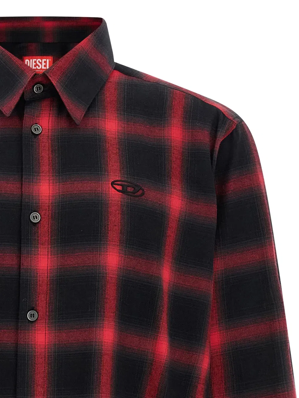 check-pattern logo-embroidered shirt