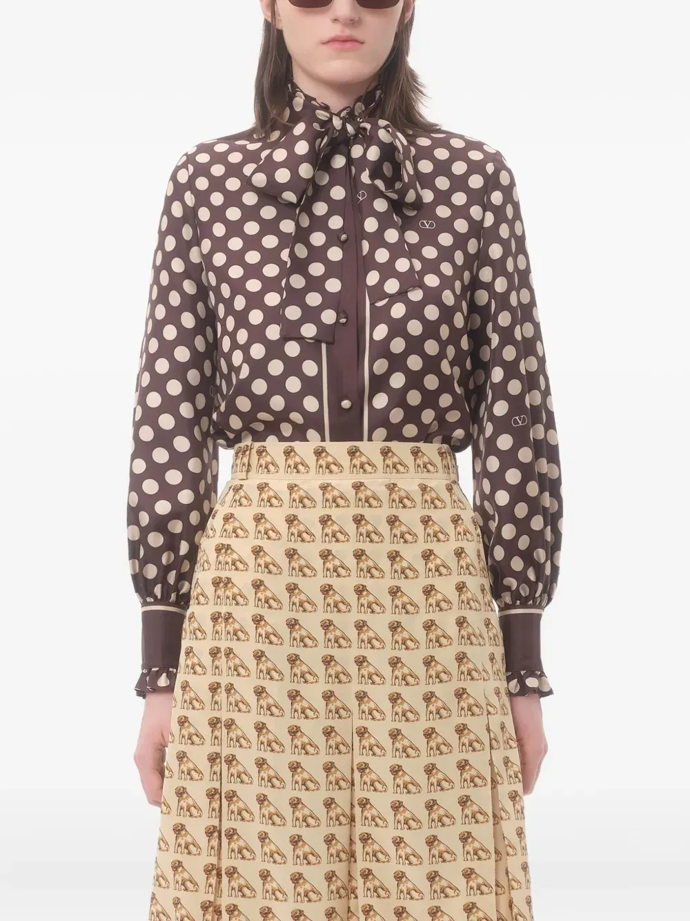 Plus De Pois-print ruffled shirt