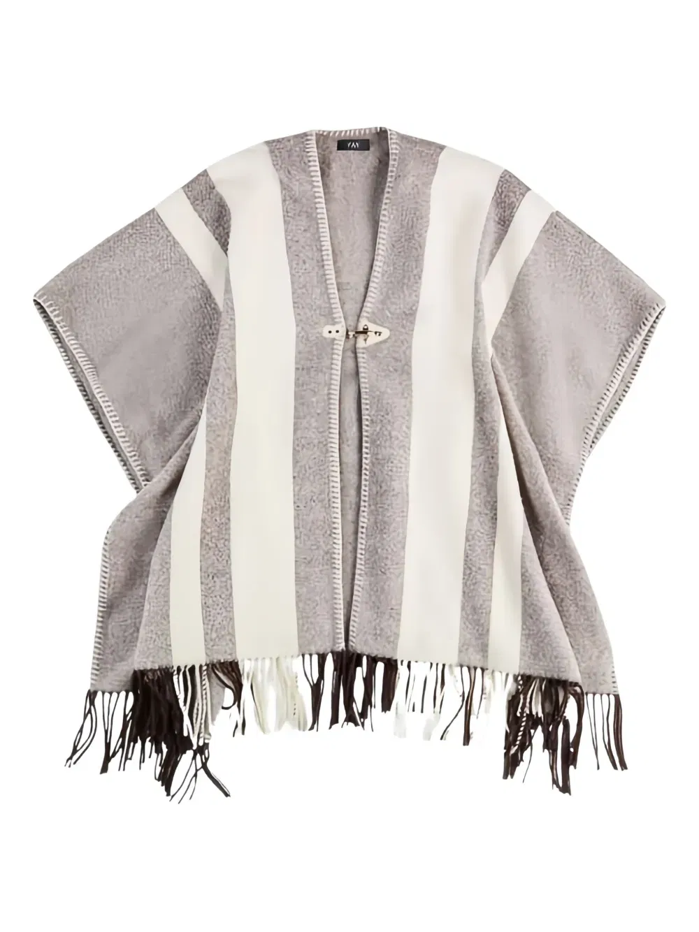 striped-fringe poncho