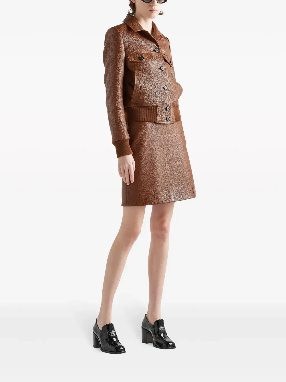 crocodile-embossed leather jacket