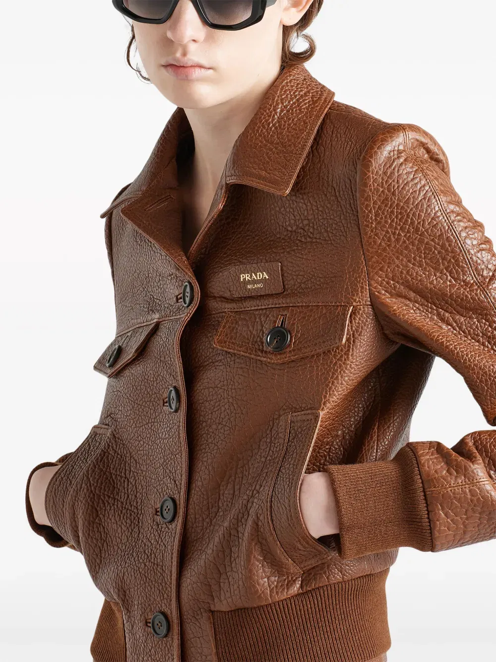 crocodile-embossed leather jacket