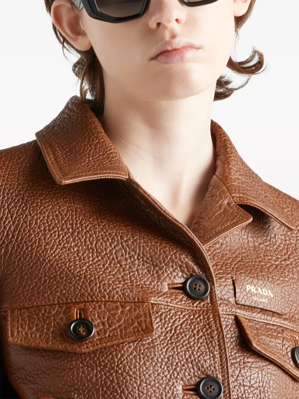 crocodile-embossed leather jacket