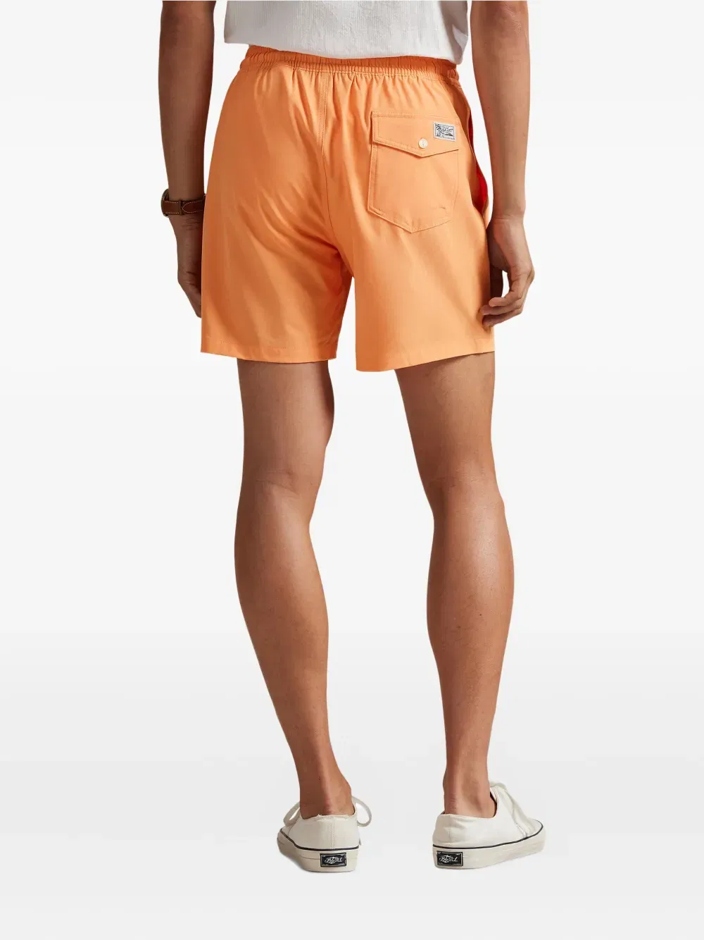 drawstring embroidered swim trunk