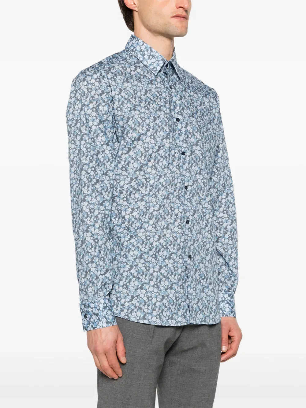 floral-print poplin shirt