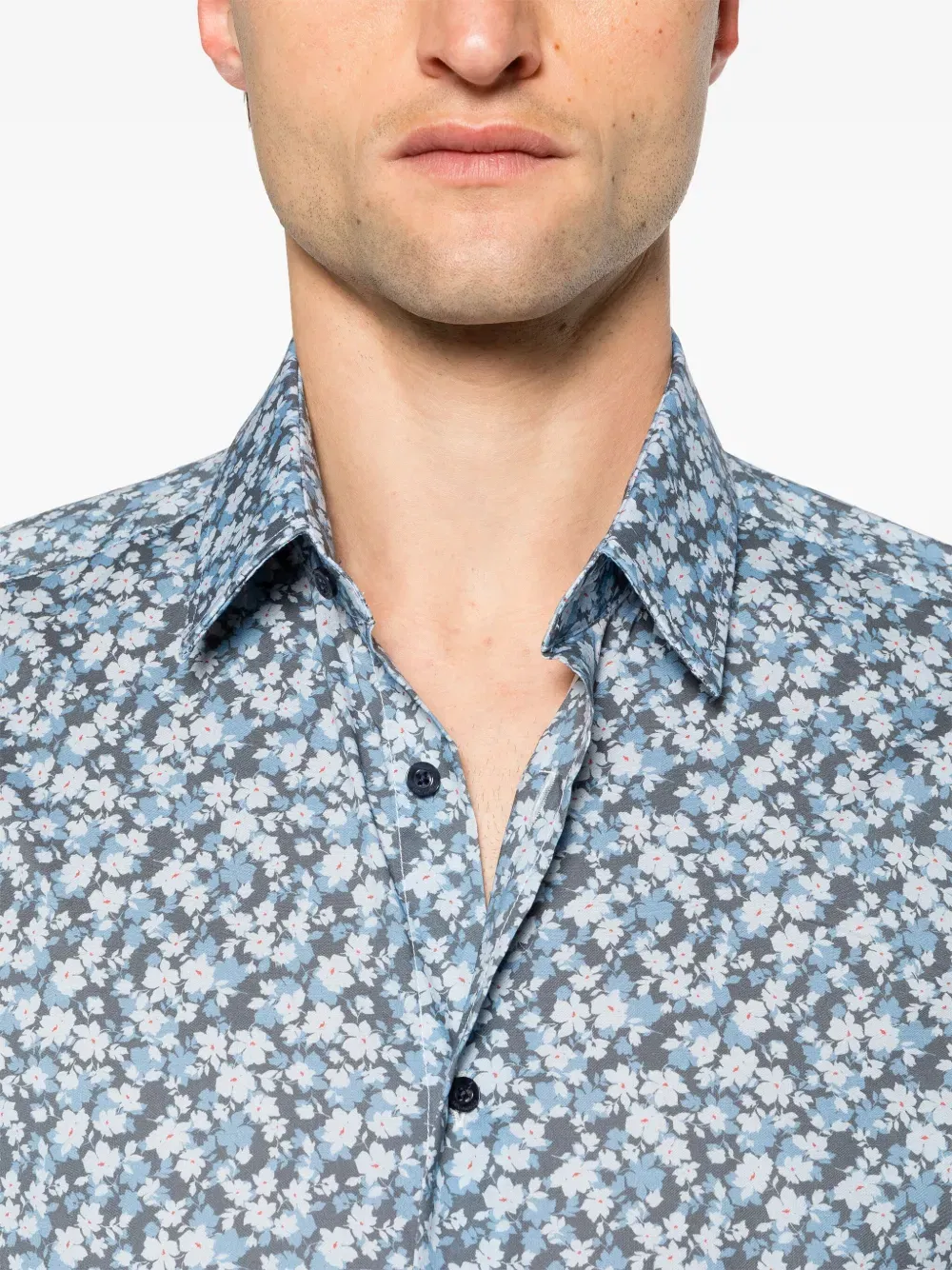 floral-print poplin shirt