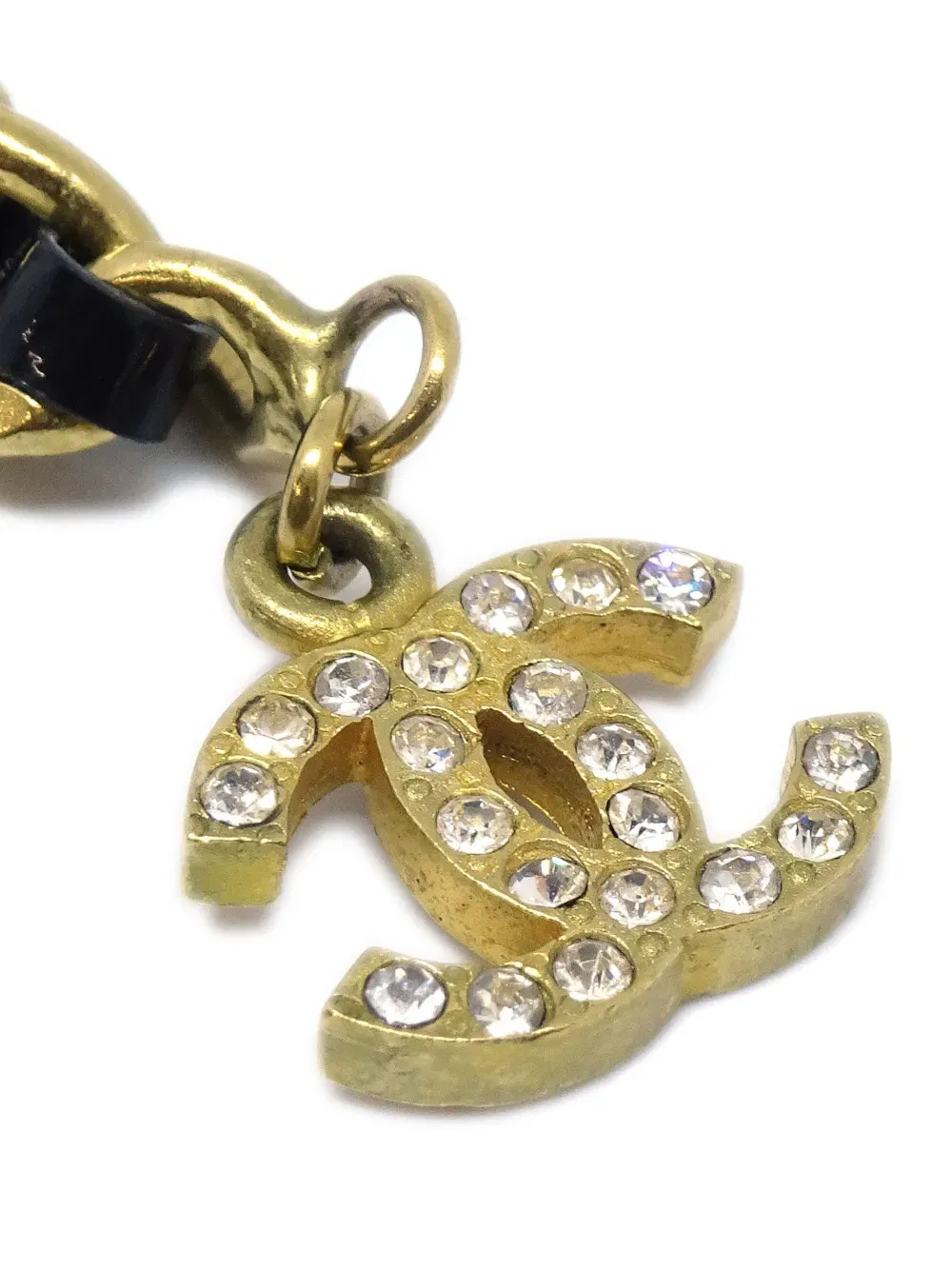 1995 CC charm leather-and-chain ankle bracelet