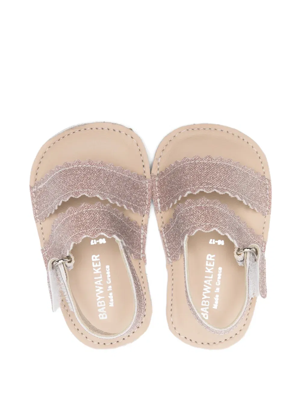 scalloped-strap glitter sandals