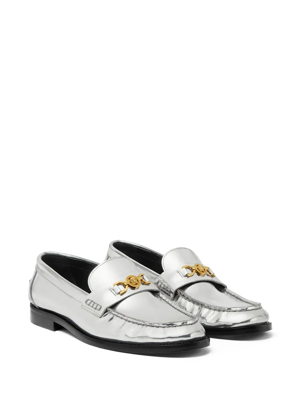 Medusa metallic leather loafers