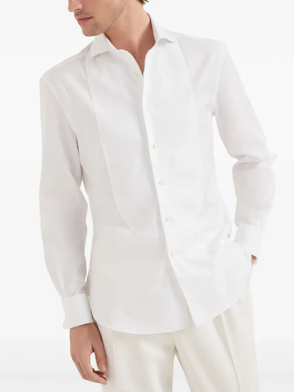 bib detail cotton shirt