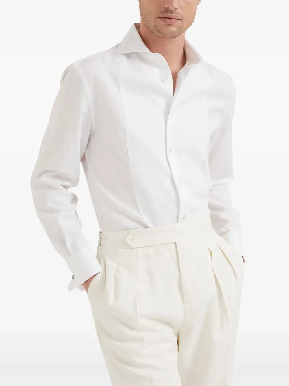 bib detail cotton shirt