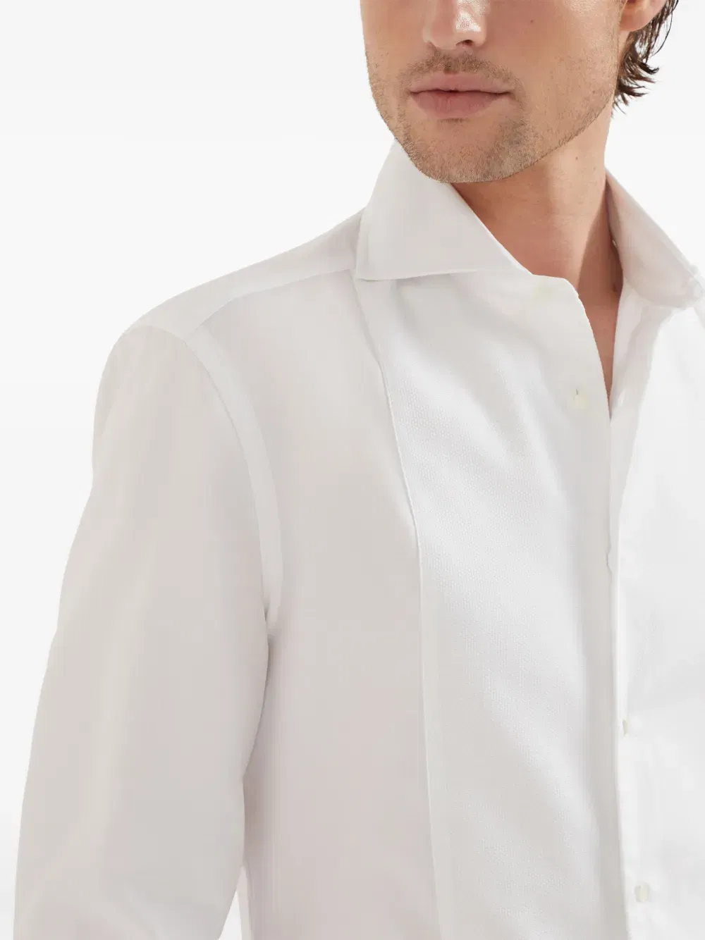 bib detail cotton shirt
