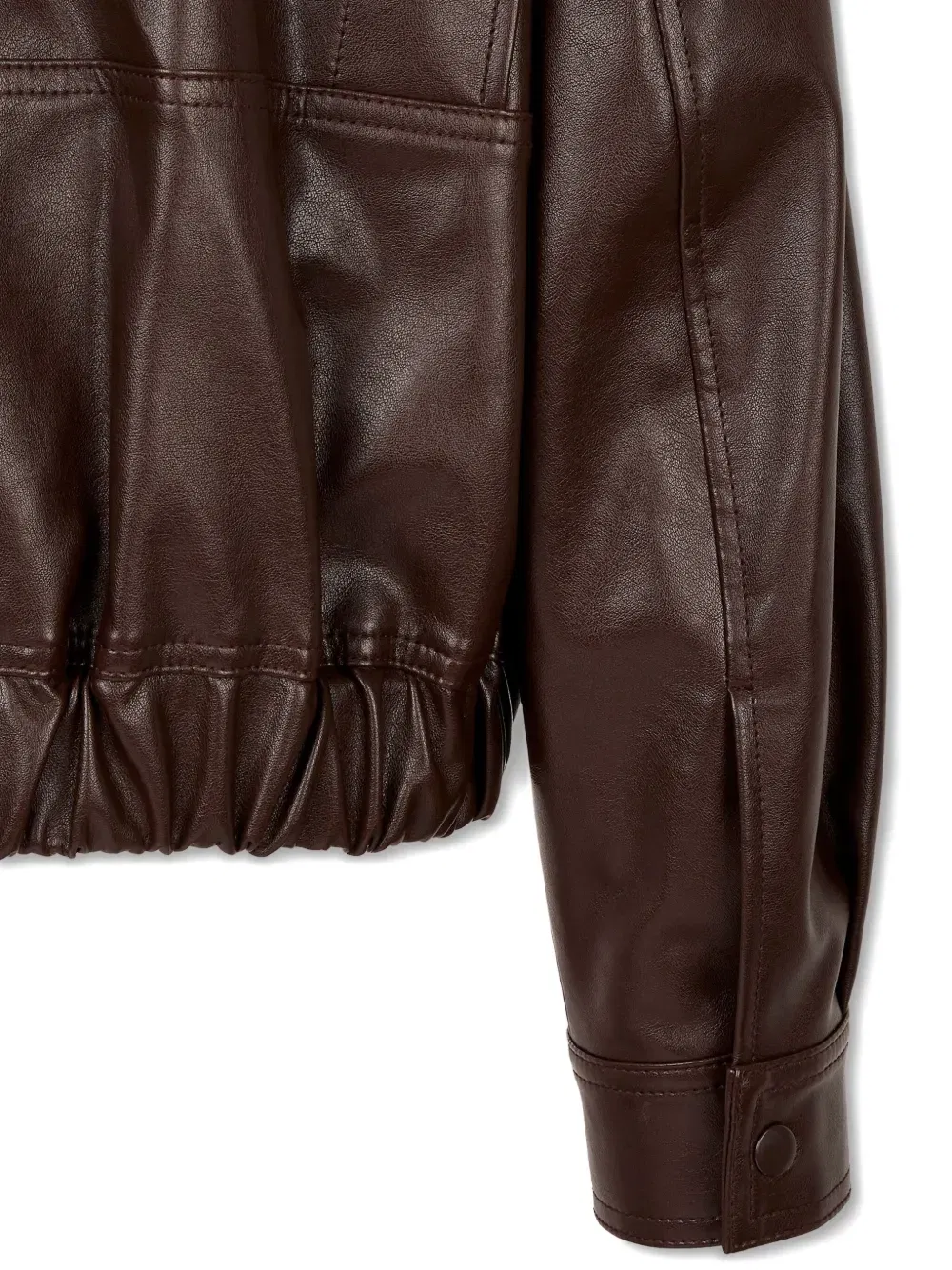 faux-leather hooded jacket