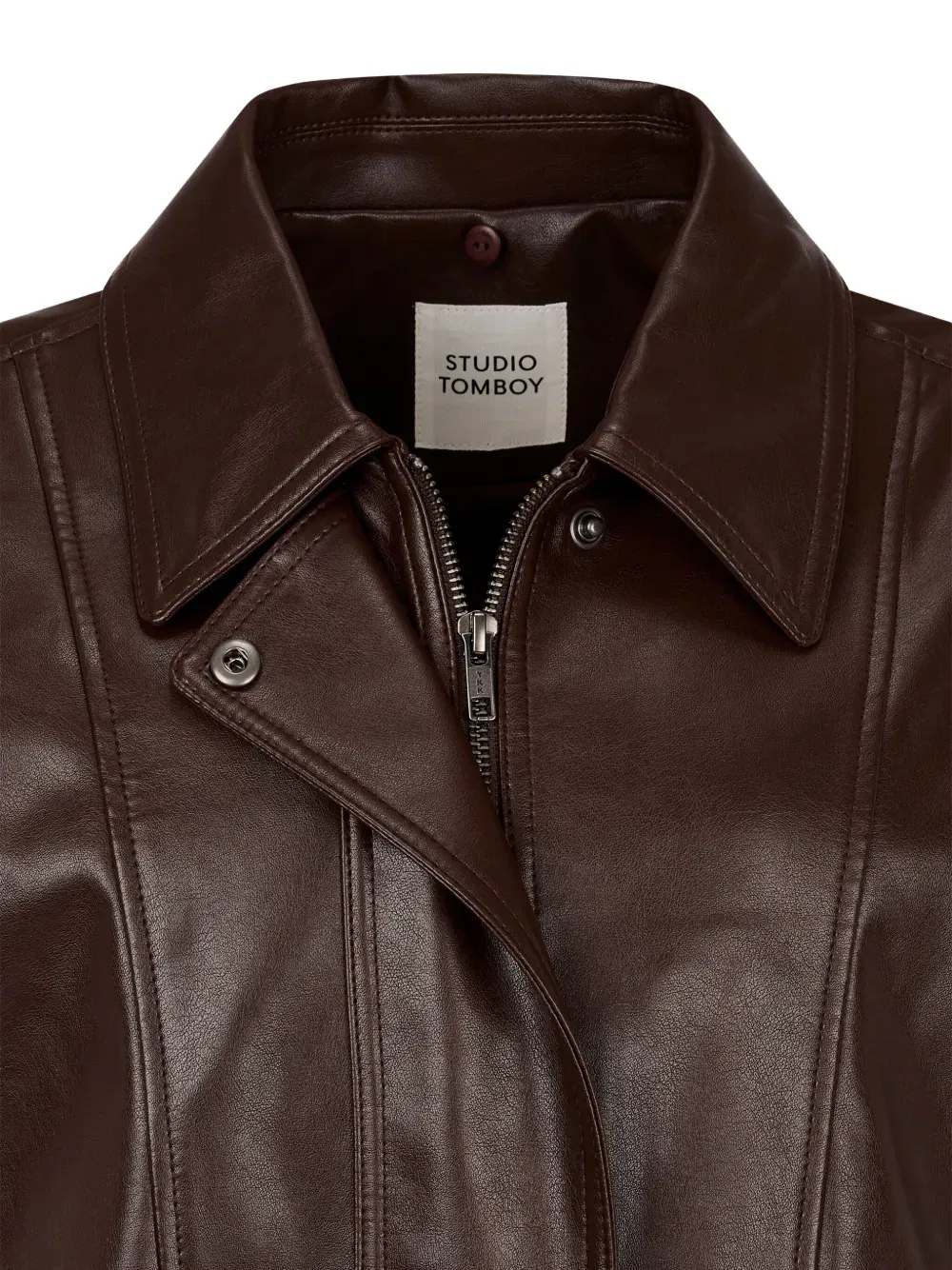 faux-leather hooded jacket