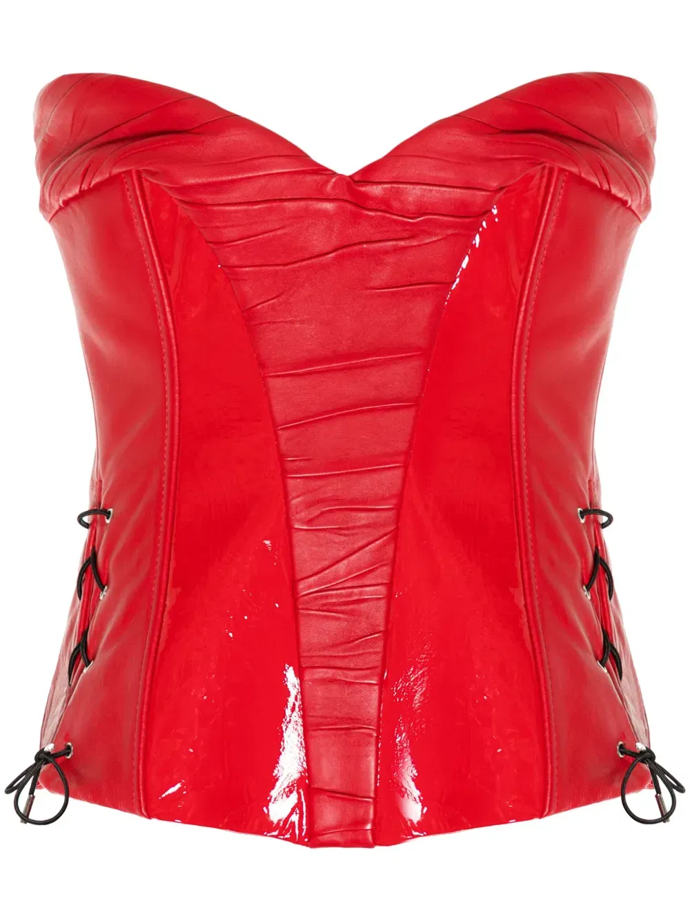 leather patent-inserts corset