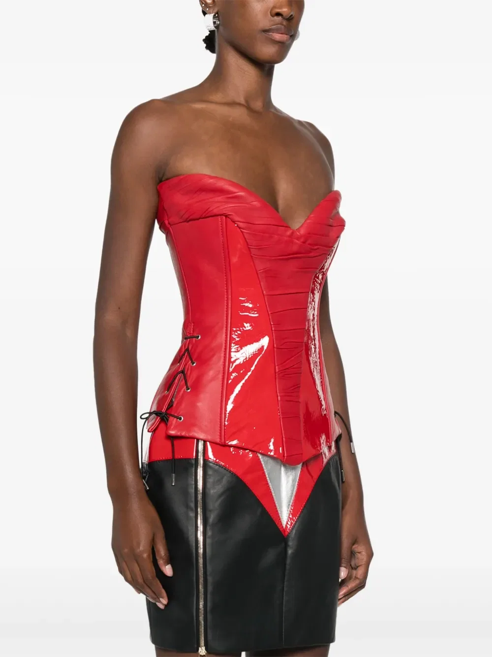 leather patent-inserts corset