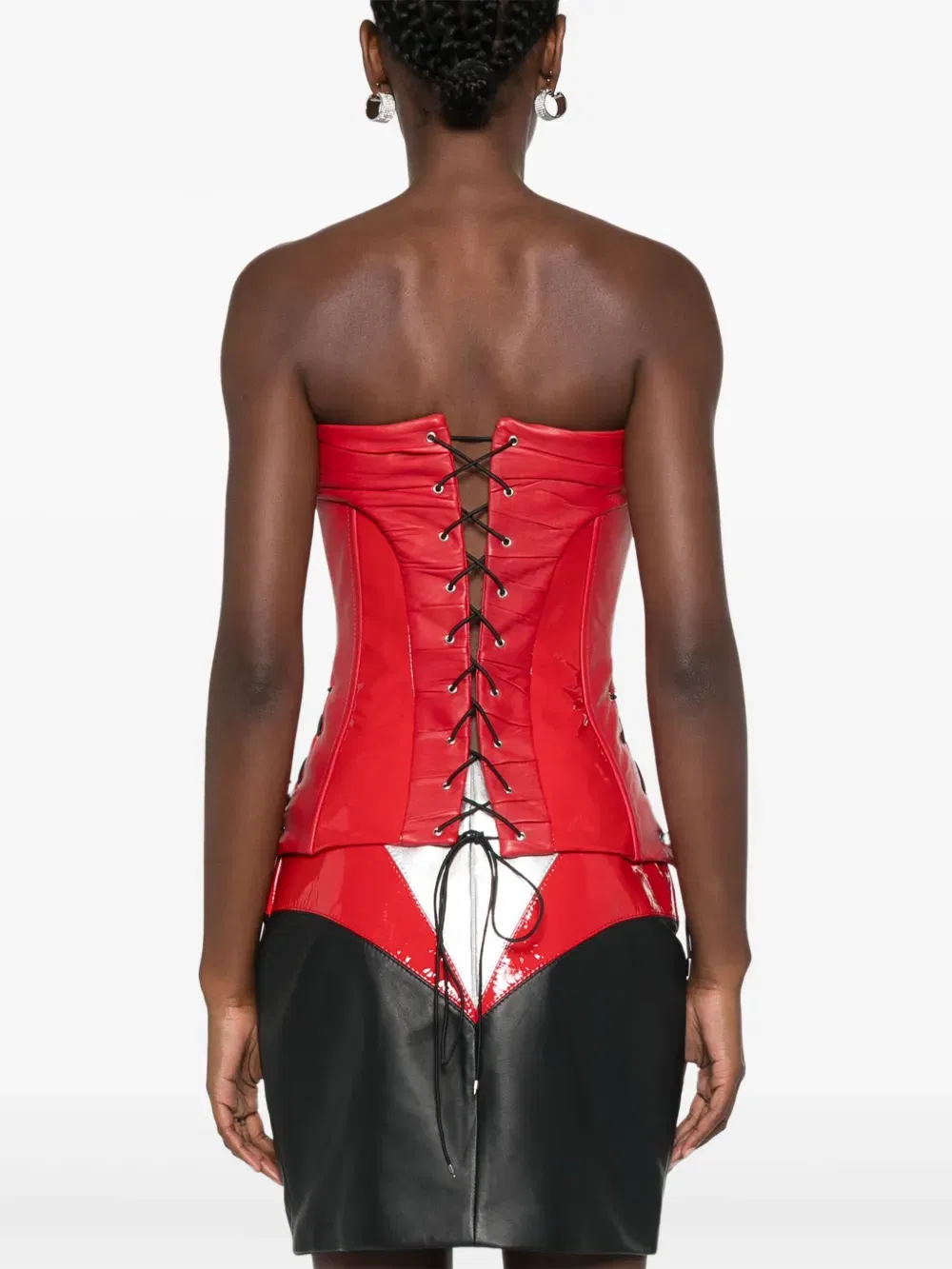 leather patent-inserts corset