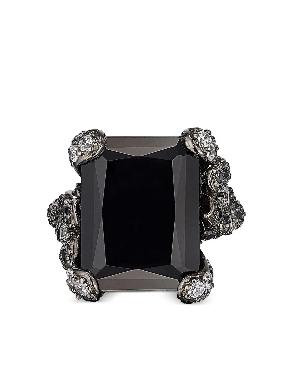 18kt white gold Black Diamond Cinderella cocktail ring