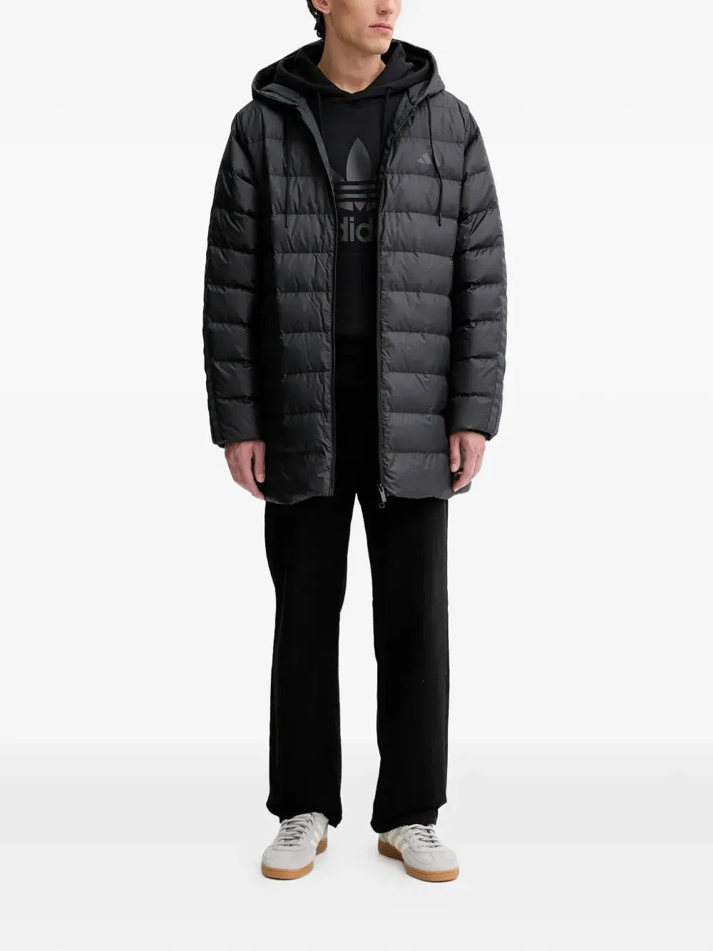 hooded three-stripe jacket