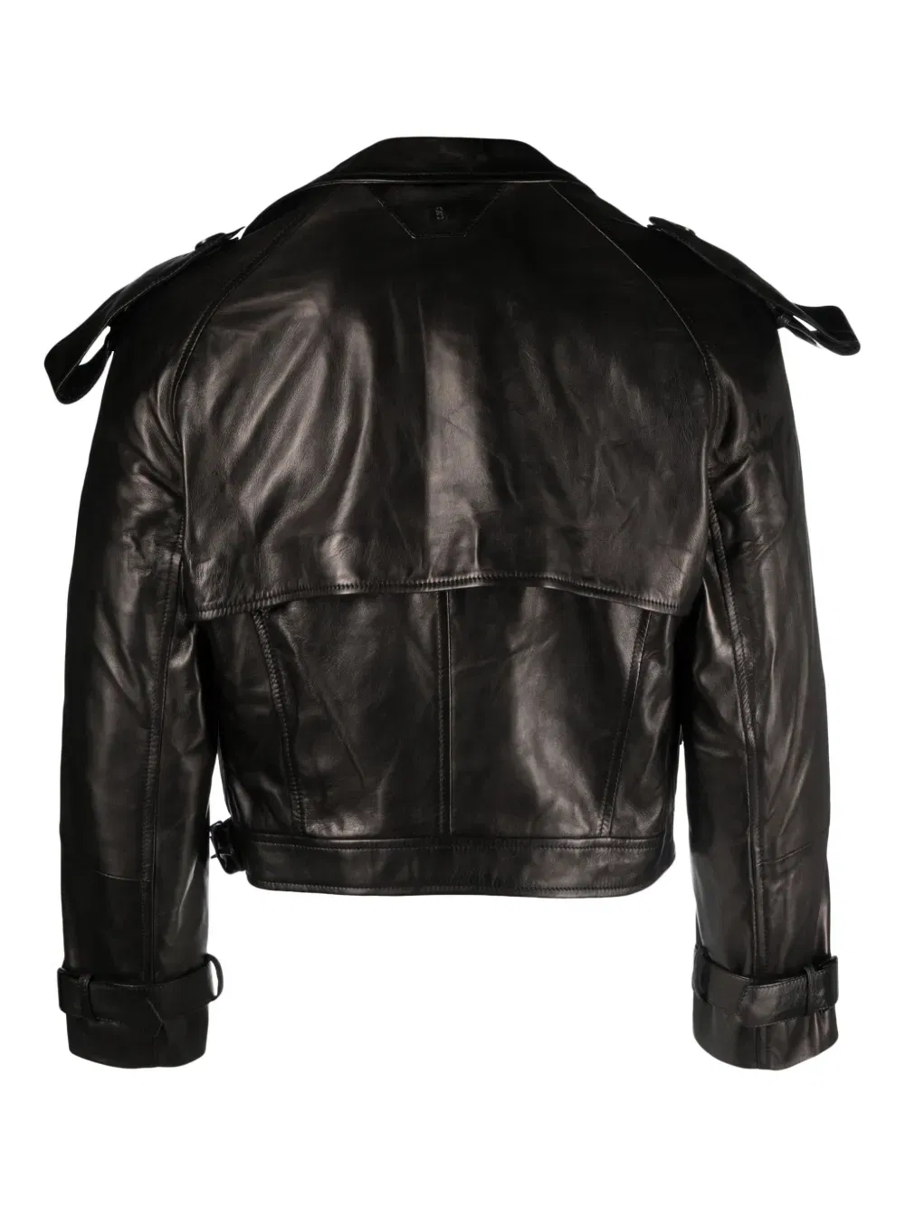 notched-lapels leather jacket