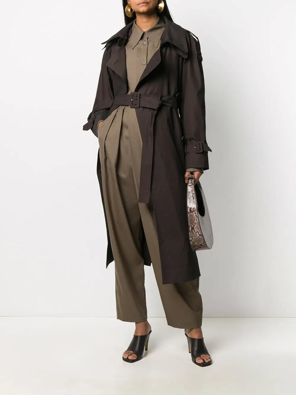 belted double-breasted trench coat